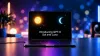 Laptop zeigt Ankündigung von GPT-6 Sol und Luna mit leuchtender Sonne und Mondsichel vor Sternenhimmel